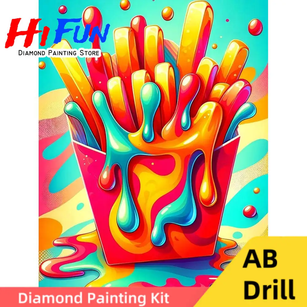 

Fries Hamburger Donut Poster Diamond Rhinestone Painting Art AB Drills Fast Food Diy Full Cross Stitch Mosaic Kitchen Decor
