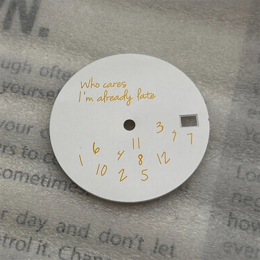 28.5mm Modified Watch Face DIY Watch Dial Fits NH35/NH36 Movement Who Cares Lt's Already Late Watch Accessories