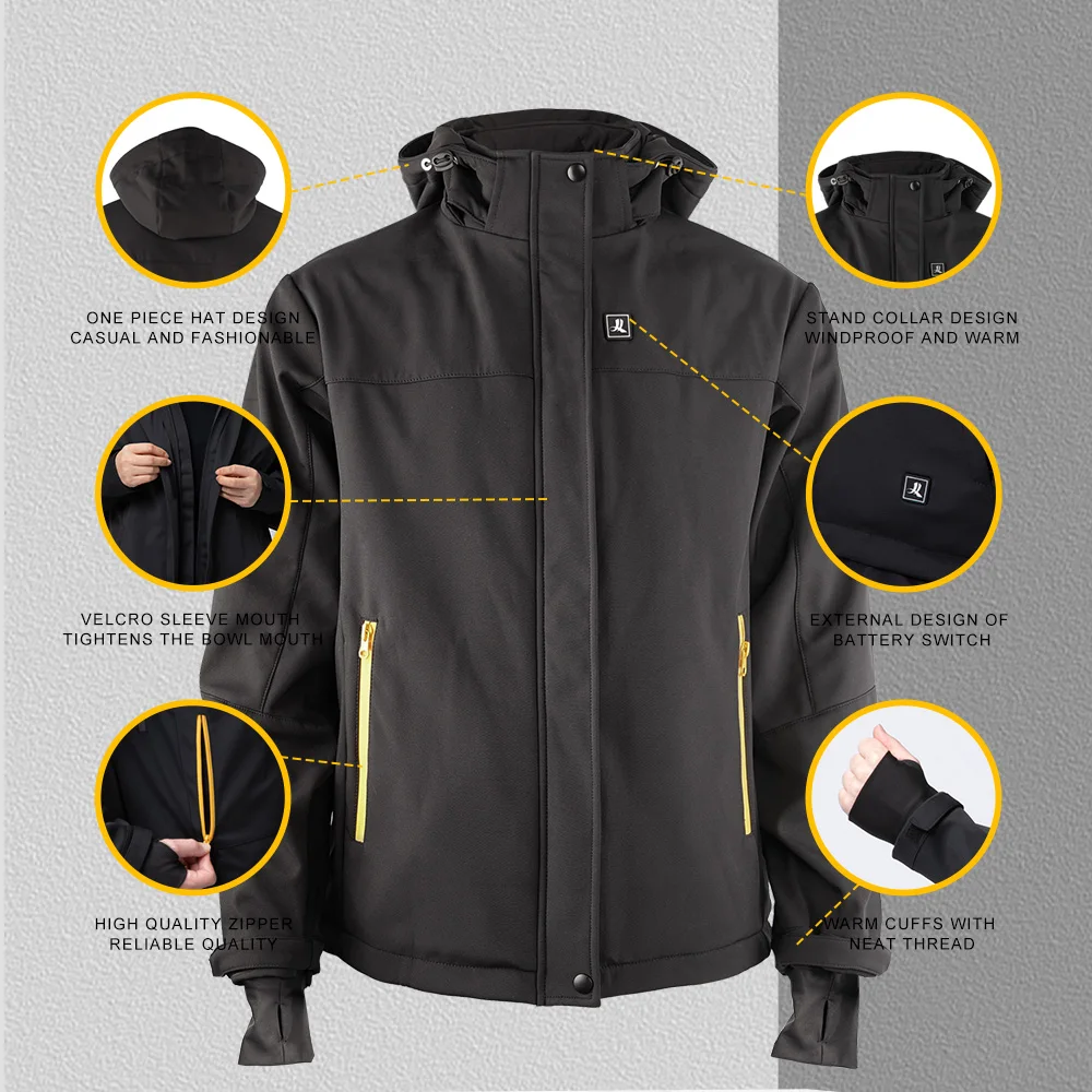 Winter Heated Jacket Men Women Electric Rechargeable Clothes With Battery For Snowboard Camping Hiking Heater Coat Wateproof