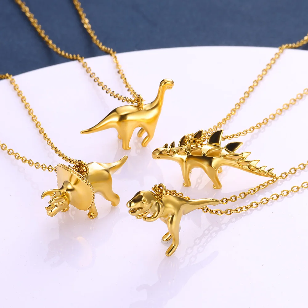 Small T-Rex Dinosaur Pendant Necklace For Women Fashion Jewelry Stainless Steel Animal Accessories Best Friend Gifts