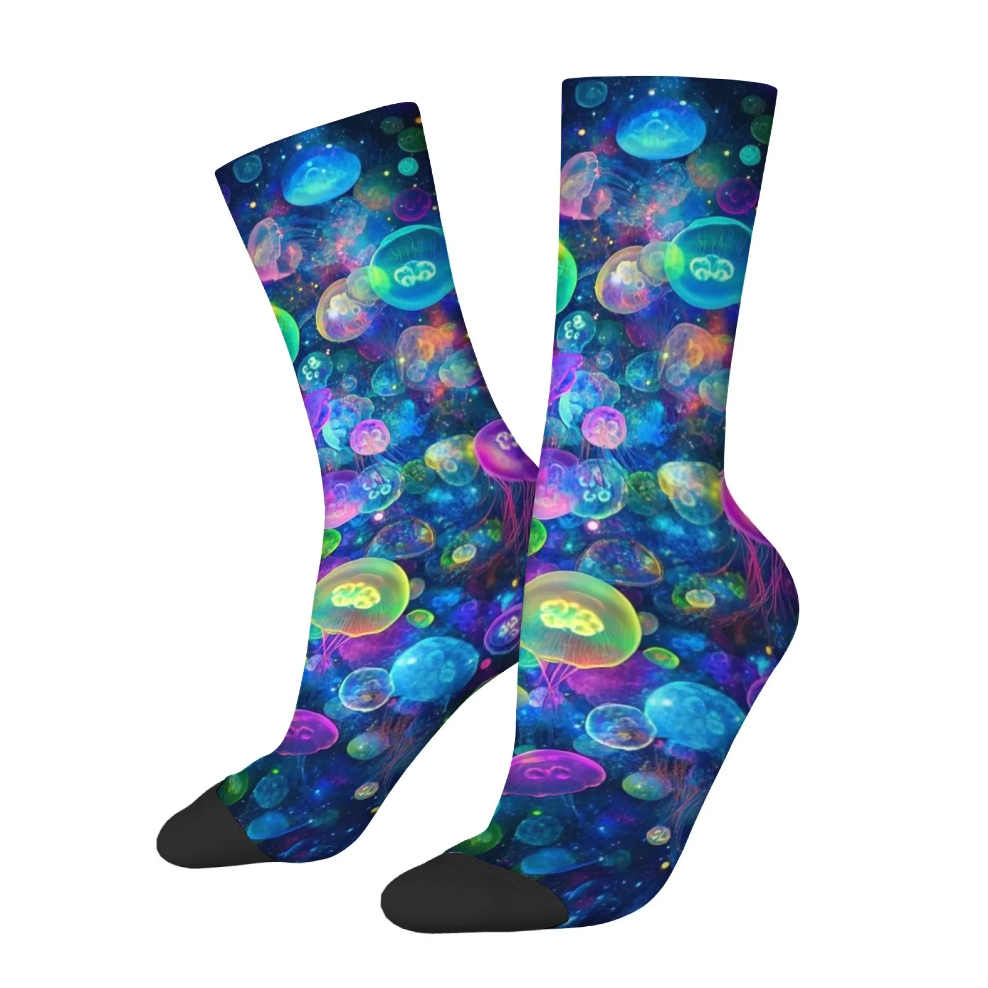 Men's Socks with Jellyfish Print Non-slip and Durable Socks Street Style Funny Retro Harajuku Sports Fitness Cycling Socks