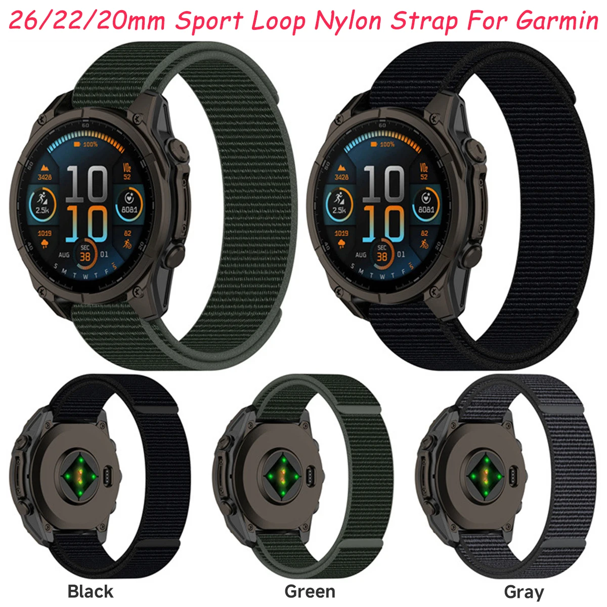 26/22/20mm Nylon Strap For Garmin Fenix 8 51mm 47 43 6/6x/6s/7/7x//7s5/5x Sport Loop Bracelet Watch Band Accessories Replacement