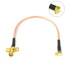 SMA Female Jack 2-Hole Panel Mount To MMCX Male Right Angle Pigtail Cable RG316 for WIFI Wireless Modem