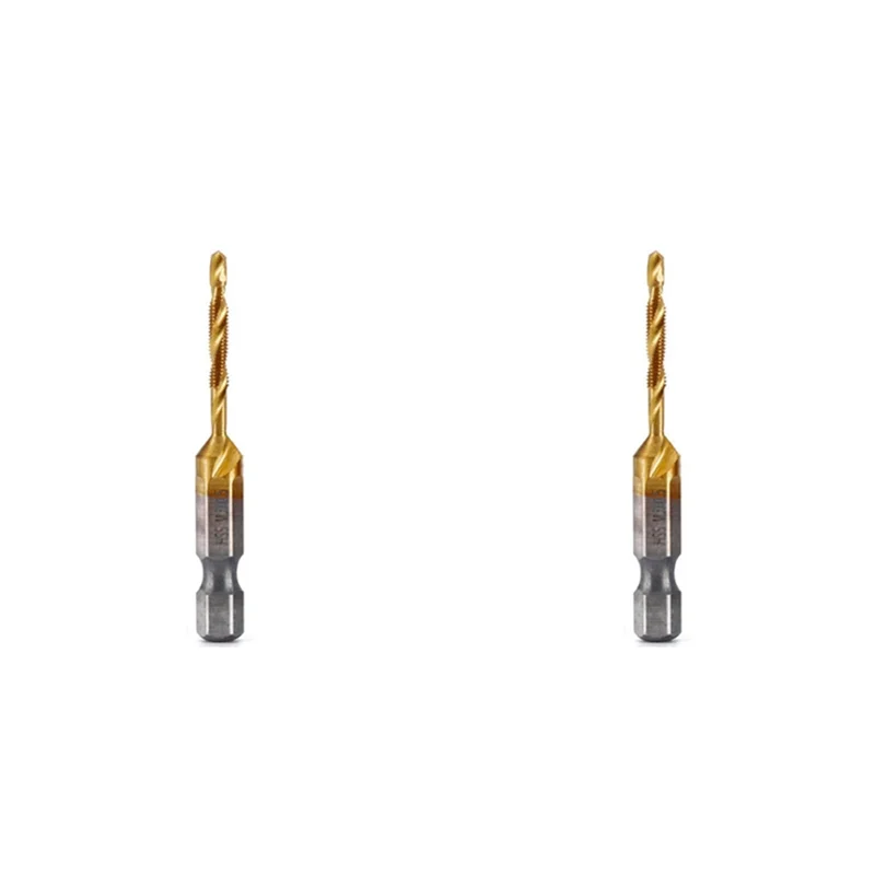 

A93E-2Pcs M3x0.5Mm Hex Shank Titanium Plated HSS Screw Thread Metric Tap Drill Bits Screw Machine Compound Tap