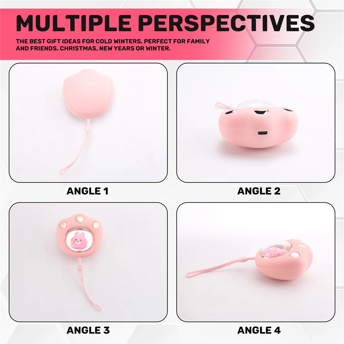 

【Прямая цена】Портативная грелка для рук 2400 мАч, USB-зарядка, внешний аккумулятор, мини-грелка для рук для зимнего туризма на открытом воздухе, розовая