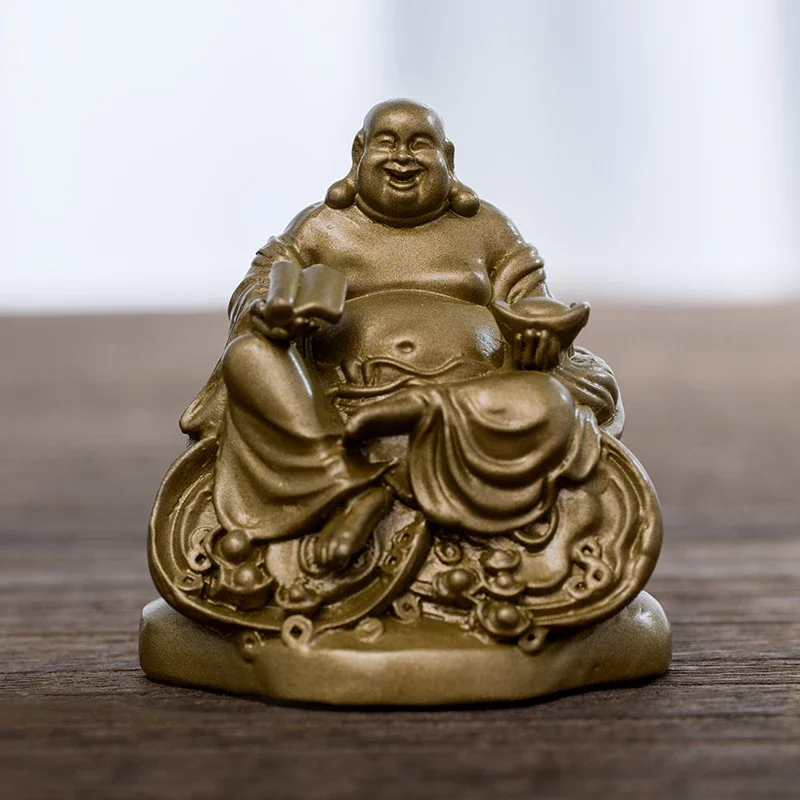 

Duobao Maitreya Buddha Bodhisattva ornaments brass Smiling Buddha exquisite portable Buddha decorations