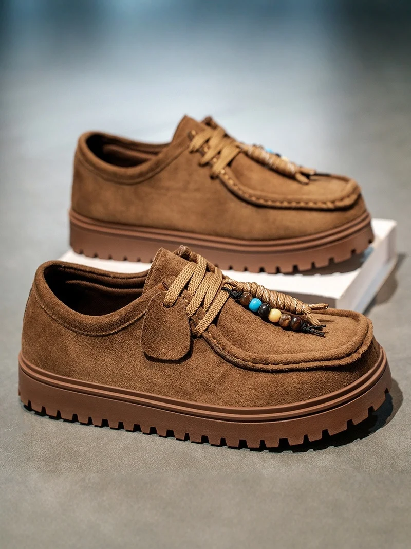 Men's Summer Anti-Slip Wear-Resistant Heightening  Shoes Casual Versatile Lightweight Loafers Leather Upgraded