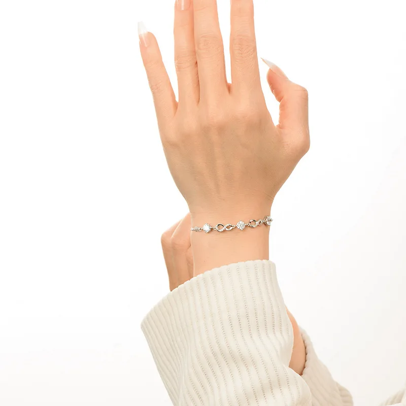 JH 1.5CT 925 فضة سوار للنساء الرجال 18K مطلية بالذهب سلسلة سوار الزركون D VVS1 غرامة مجوهرات مختبر الماس