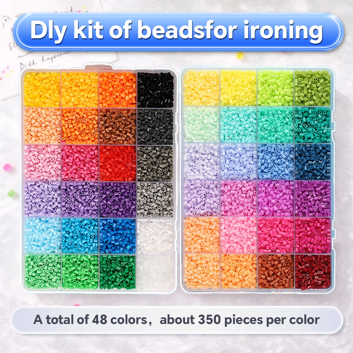 2,6mm Bügelperlen-Set 144 Farben All-in-One Mini-Perlen-Set mit Steckplatten, Mini-Bügeleisen, Pinzette Pixel-Art DIY Bastelset für Erwachsene