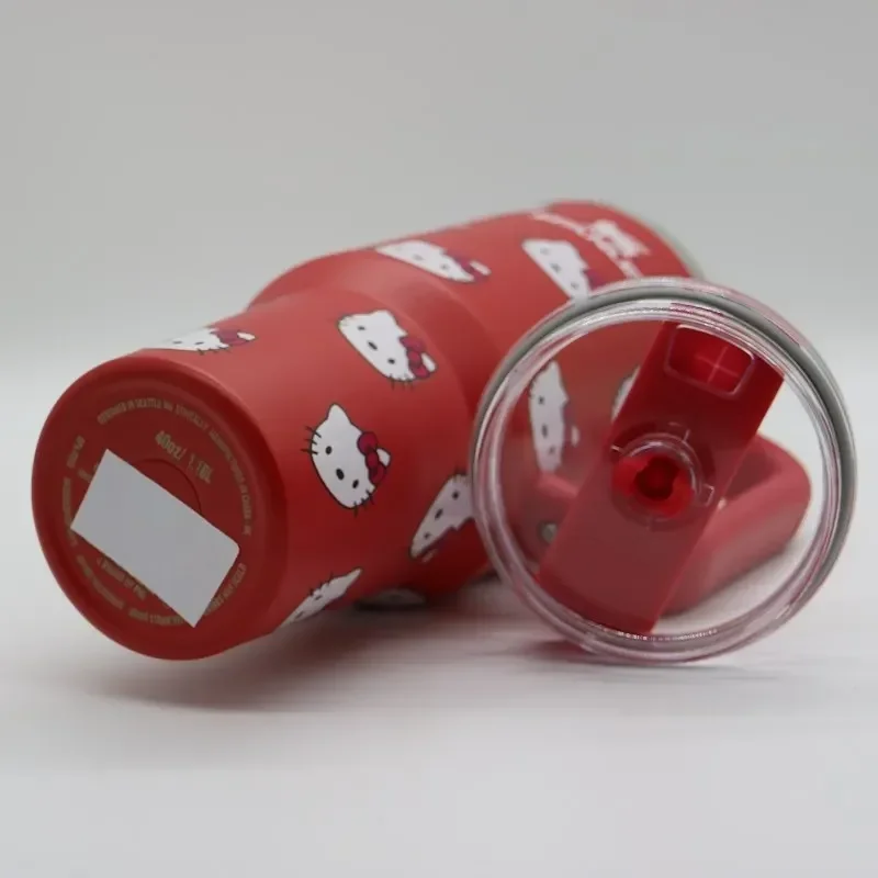 Miniso Hello Kitty Roestvrijstalen Geïsoleerde Mok Met Handvat Stro Anime Grote Capaciteit Thermos Drinken Coke Koffie Kopje