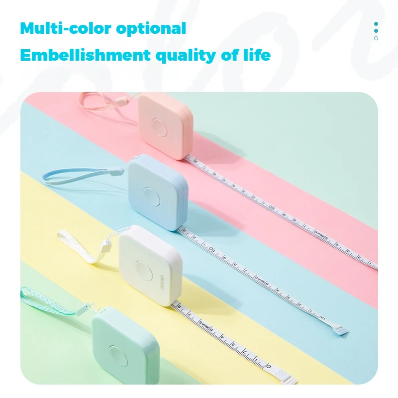 Deli 2-Meter Soft Tape Measure Flexible Telescopic Self-Locking Ruler Customized Centimeter Inch Portable for Human Sewing
