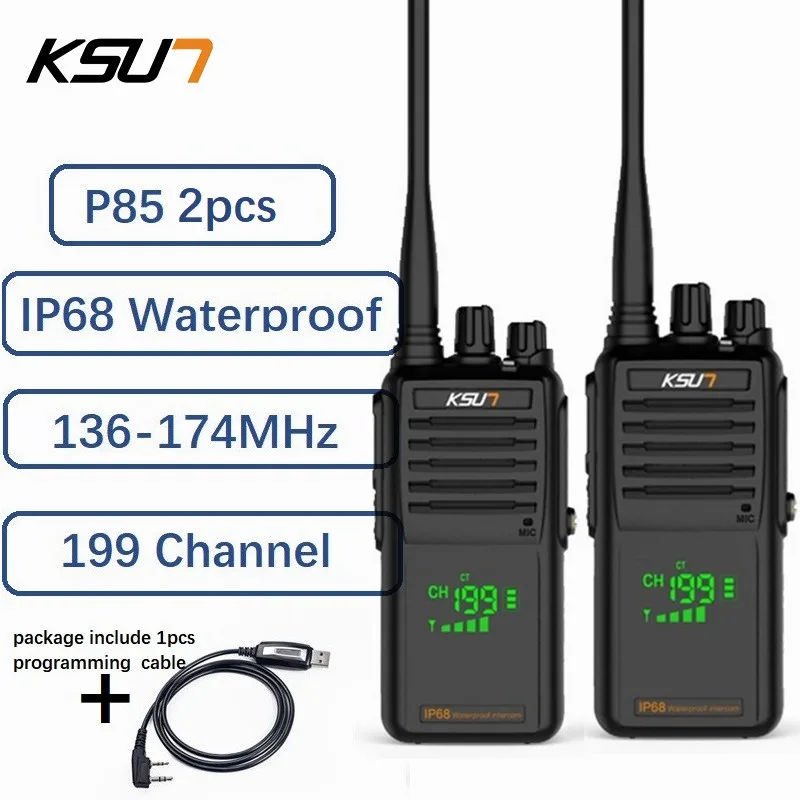 Profesional VHF Long Range Walkie Talkie IP68 Waterproof  Boat Radios For Fishing Kayak Communication Radio Station KSUT P85