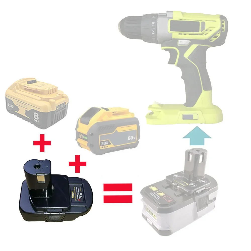 DM18RL Battery Converter Adapter USB DM20ROB use for DEWALT 20V 60V Li-ion Battery on for RYOBI 18V Lithium Electric Power Tools