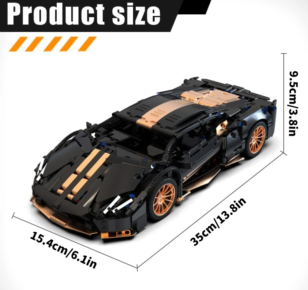 Blocos de Construção de Carros Esportivos para Meninos, Modelo Kit para Idades 12 e Adultos, Super Car Toys, Escala 1:14, 1309 PCs