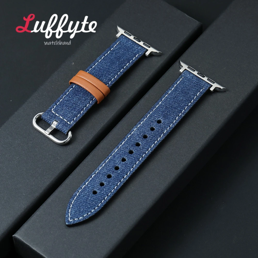Cowboy-Canvas-Armband für Apple Watch 1–10 Ultra SE 1/2 Armband für Iwatch 38 40 41 42 44 45 46 49 mm Uhrenarmband