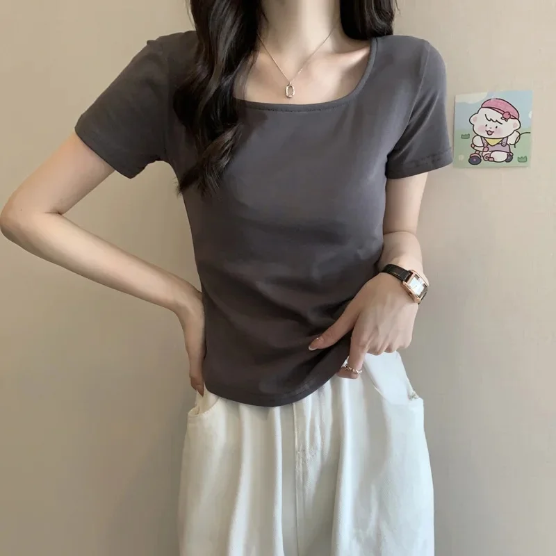 Slimming Long Sleeve T-Shirt For Women Spring Autumn/Winter Inner Cropped Base Layer Top Polyester Fiber Regular Sleeve Length image 4