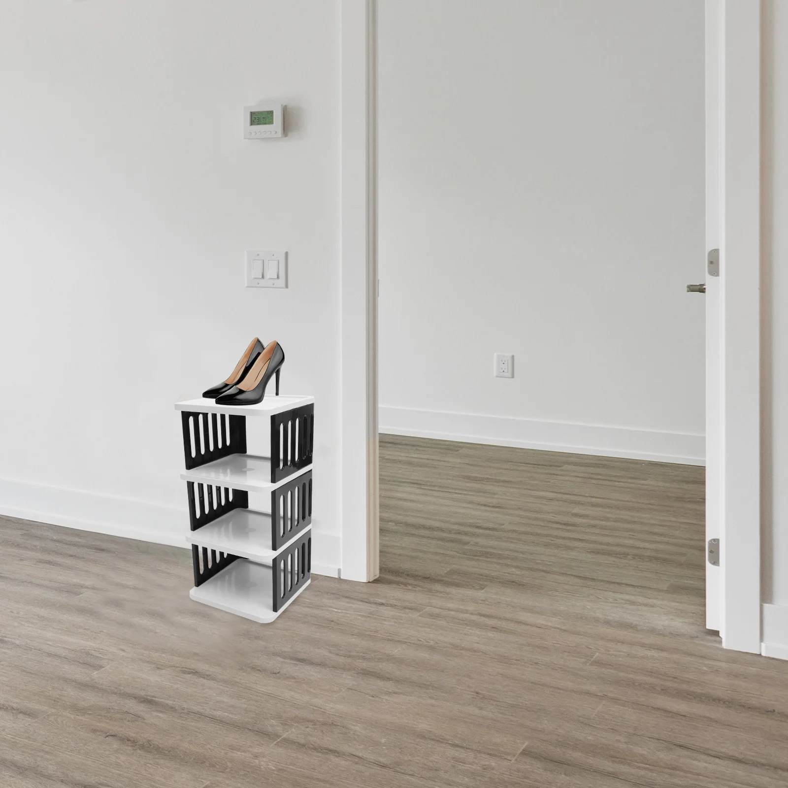 

Multi-Layer Shoe Rack 4-Tier Compact Space Saving Shoe Organizer Narrow Shelf for Entryway Closet Household Storage