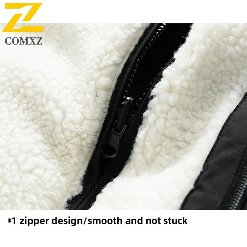 COMXZ Men Winter Jacket Thick Fleece Warm Hiking Daily Commute Windproof Comfortable Padding Coat Stand Collar Bread Jackets