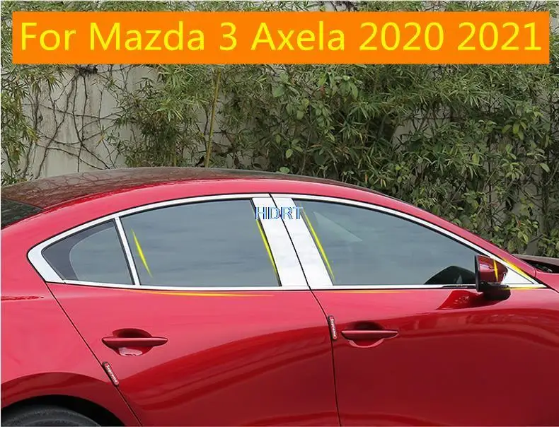 

Для Mazda 3 Axela 2020 2021 Стайлинг автомобиля Серебряная нержавеющая сталь стеклоподъемная отделка полоса наклейка внешние аксессуары