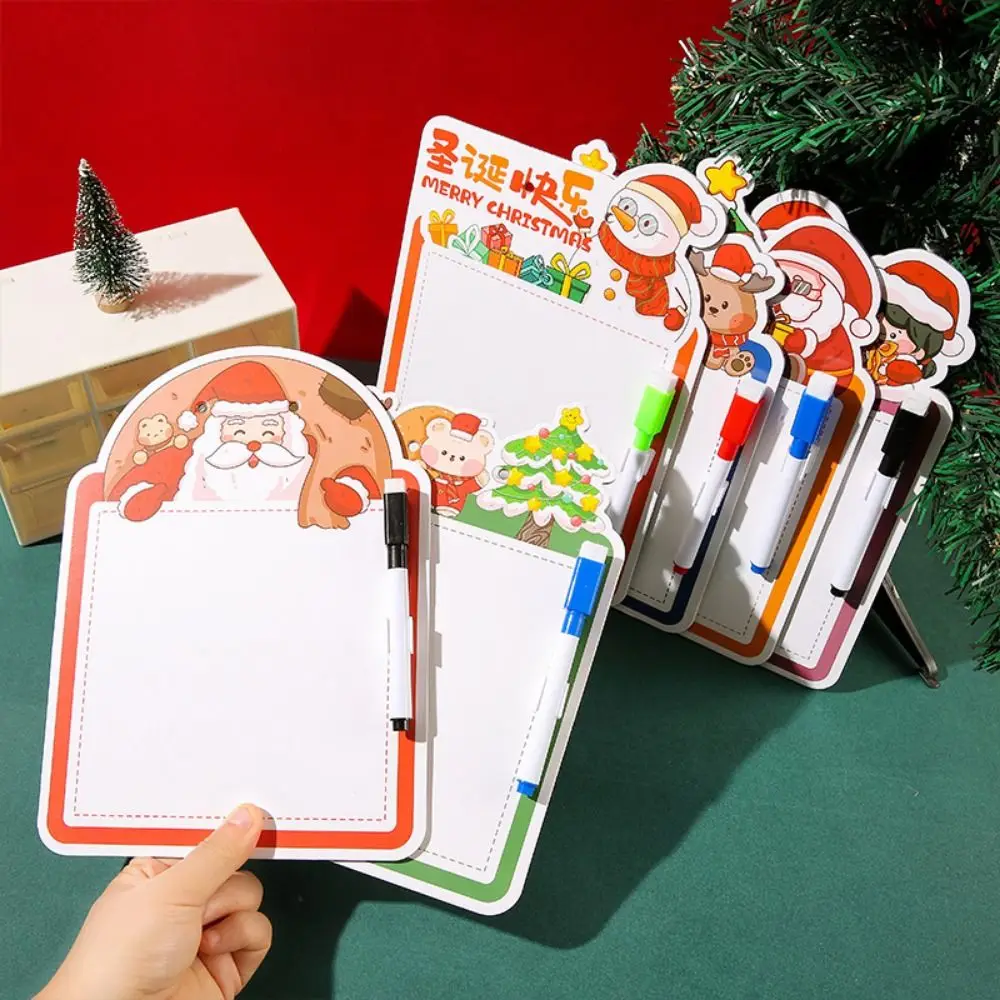 3/5/10pcs Creative Christmas Erasable Whiteboard Reusable with Erasing Pen Erasable Drawing Board Christmas Decoration Portable