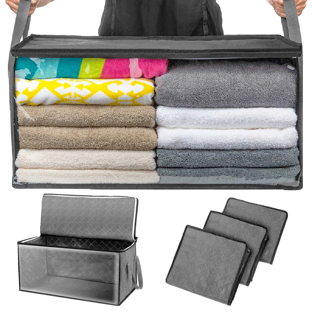 Opvouwbare deken kleding opbergtas grote capaciteit trui quilts organisator kledingcontainers voor het organiseren van slaapkamerkast