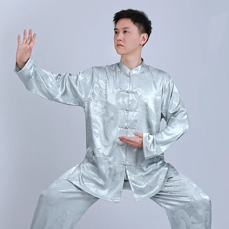 Tai Chi Clothes Kung Fu Dress Wushu Clothing Martial Art Uniform Unisex Women And Men Grey Tang Costume Kun Master 2023 New