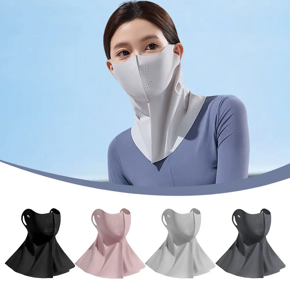 

Fashion Ice Silk Sun Protection Mask Full Face 3D Anti-UV Neck Scarf Breathable Dustproof Sunshade Face Mask Outdoor