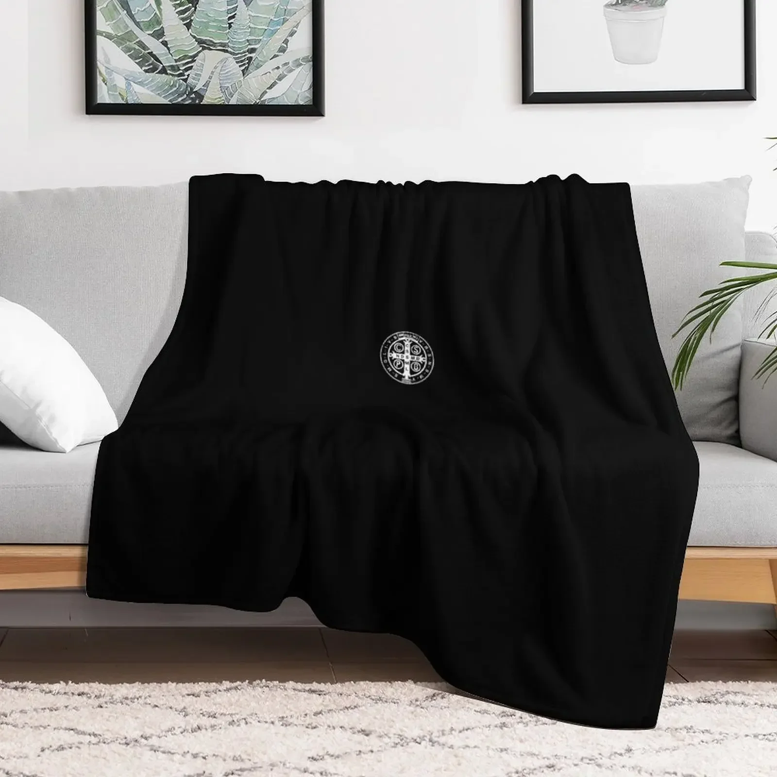 Religious Catholic St Benedict Medal Christian Gift Throw Blanket Thin For Decorative Sofa Blankets