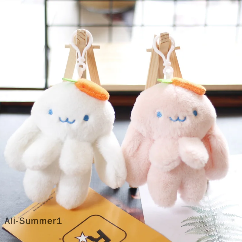 【E】Plush Long-ear Radish Rabbit Schoolbag Pendant Key Chain Creative Doll Cartoon Rabbit Bag Pendant Key Chain Rabbit-year Gift