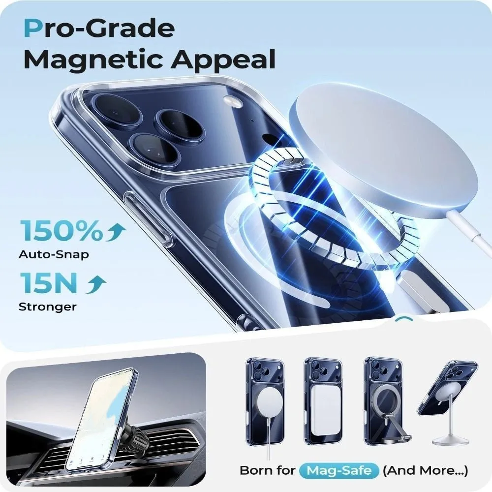 Transparente magnetische Hülle, dünne Anti-Gelb-transparente Hülle, stoßfeste Silikon-Handyhülle für iPhone 17/Air/Pro/ProMax