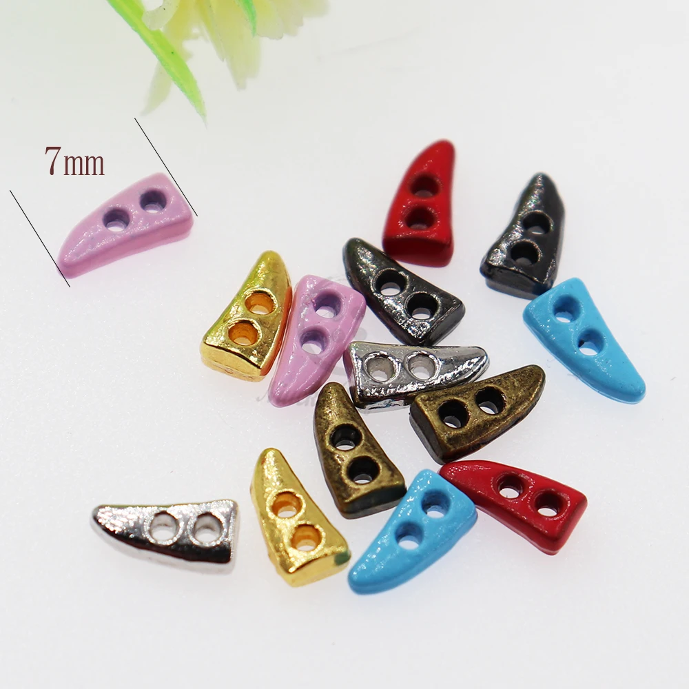 50pcs 2 Holes 7mm Mini Metal Horn Buttons for Doll Clothing Super Small Pullip Blythe Coat Buttons BJD Baby Clothes