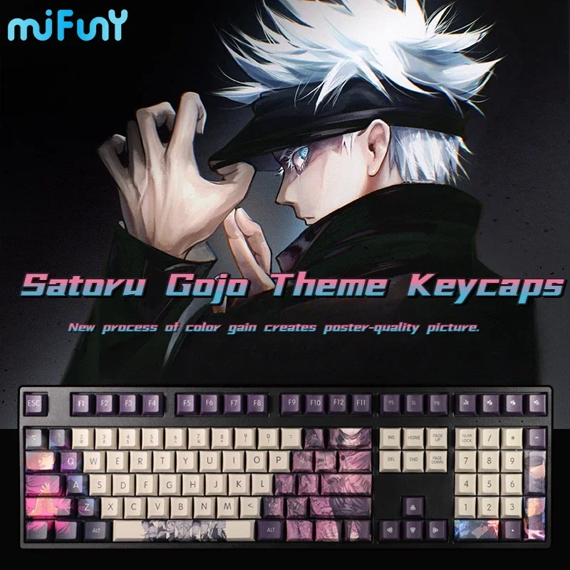 Imagem -02 - Jujutsu Kaisen Satoru Gojo Tema Keycap Grupo Cherry Perfil Key Cap Pbt Dye Subbed Anime Keyboard Cap Tampão de Teclado Mecânico