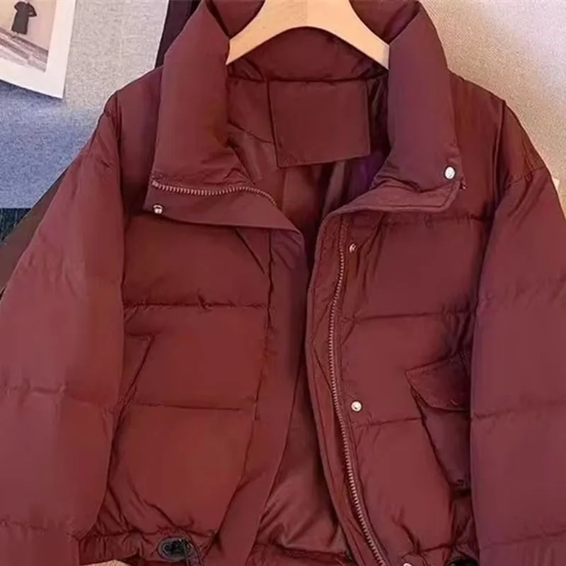 

Short Cotton Jacket Parka Coat Women's Winter 2025 New Fashion Thick Stand Up Collar Windproof and Warm Bread Overcoat Female