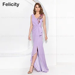 Elegant Wedding Guest Party Dresses Women Sheath Applique Formal Mother of the Bride Dress Evening Gowns فستان حفلات الزفاف