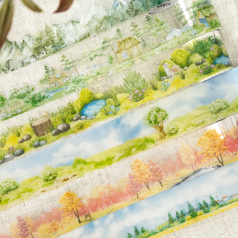 1 Rolle PET-Landschaftsbau-Klebeband, Garten-Märchen-Serie, Bergwald-Landschaftsbau-Klebstoffe, Handbuch, DIY-Klebeband, Sammelalbum, 40 mm x 2 m