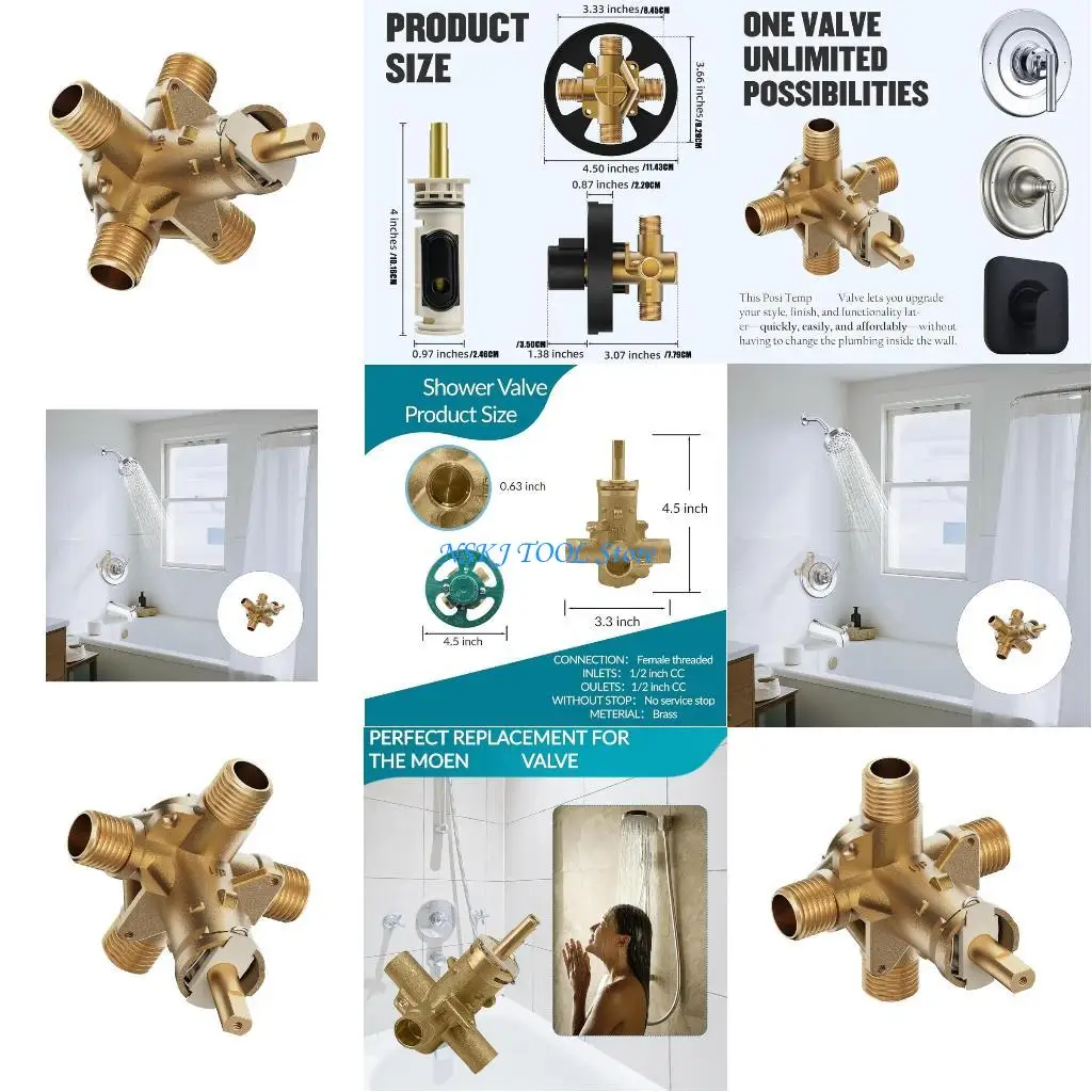 

L8RC Corrosion Resistant Brass Plumbing Adapter with Hot Cold Water Port for Posi Temp