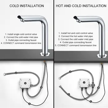 ELLEN Sensor umyvadlová baterie Chrome, montovaná na desku, automatická nafukovací směšovací baterie, vysoké umyvadlové baterie ELS8870 10 nejlepší prodej automatické senzorové baterie - №9