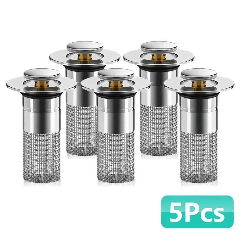 

Сливной фильтр для ванной комнаты с защитой от засоров, 2 шт., ловушка для волос 3-в-1, подходит для 1-1,5 дюймов