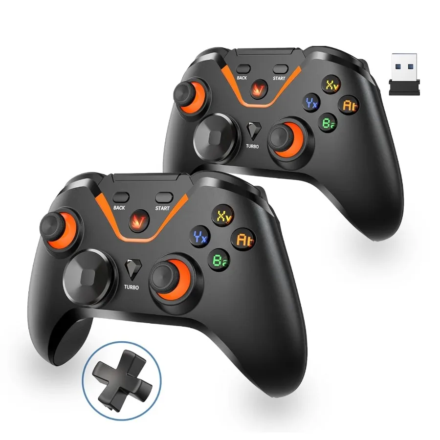 

Беспроводной игровой контроллер для ПК/NS/Android. Комплект из 2 шт.: Проводной и USB-приемник. Беспроводной и чувствительный к давлению триггер Bluetooth.