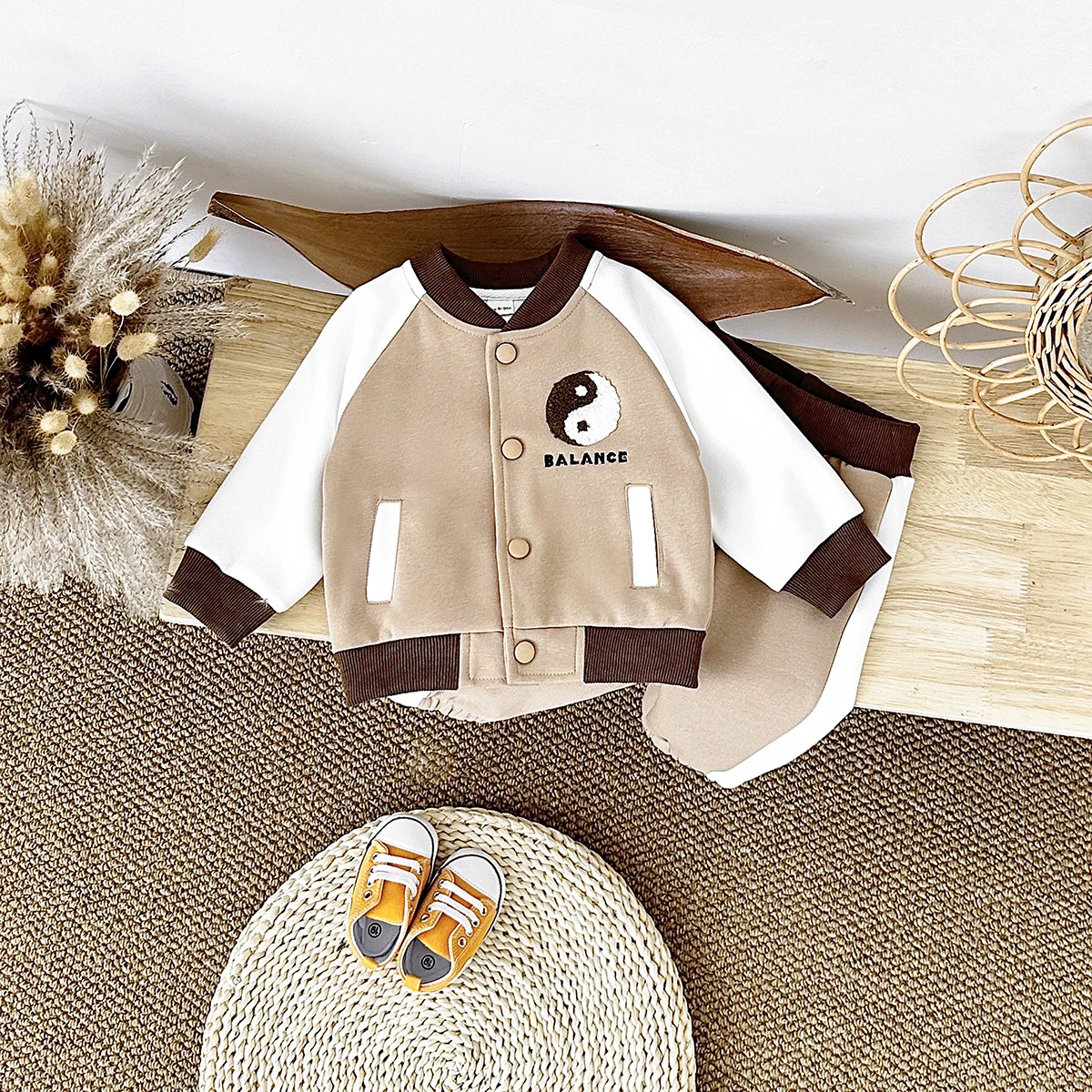 

2Pcs Autumn Spring Newborn Baby Sets Baby Clothes Chinese Style Elements Jacket Thick Coat Boys Girls Stylish Outdoor Sportswear