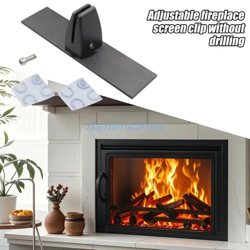 Fireplaces Screen Holder Brackets Feet Adjustable Metal Brackets Vertical Screen Partition Clamp Fireplaces Accessory