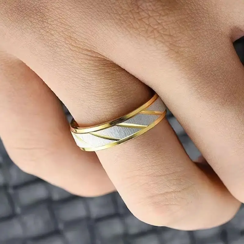 Unique Design Wave Pattern Couple Rings For Men Women High Quality Stainless Steel Ring Engagement Wedding Fashion Fine Jewelry