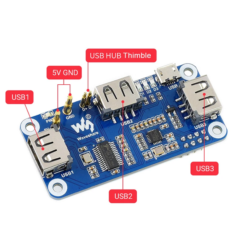 Raspberry Pi Zero PoE Power over Ethernet/USB HUB HAT RTL8152B Chip 3 x USB 2.0 Ports 802.3af-kompatibel für RPi Zero W/WH