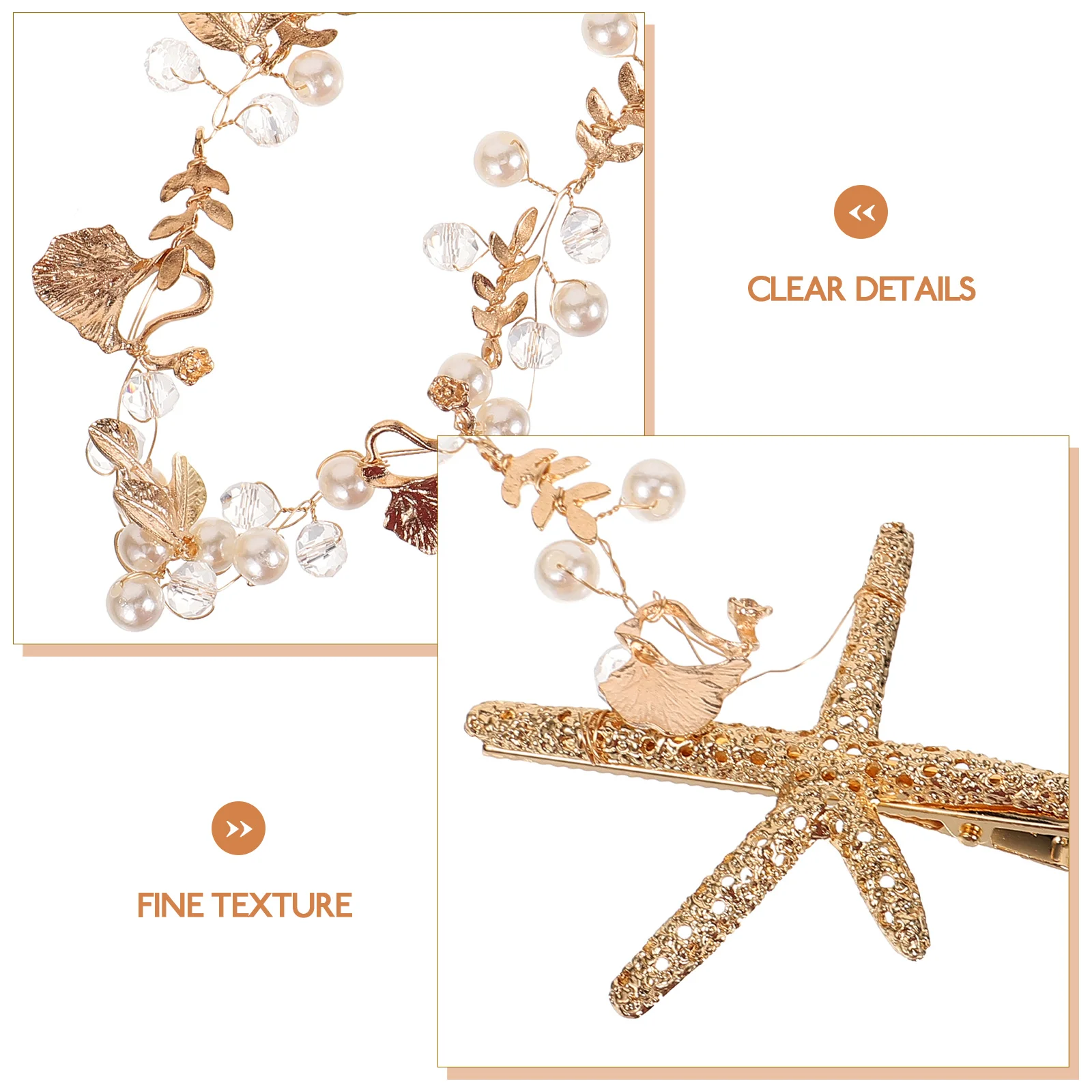

Pearl Crown Headband Wedding Hair Accessories Dressy Headbands for Women Fashion Alloy Star Bride Sea Star Headpiece Hair Decor