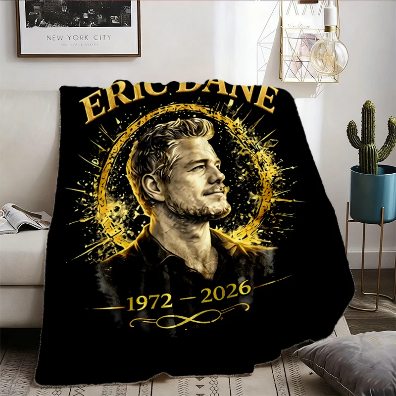 Eric Dane Memorial Flannel Blanket 1972-2026, Forever Remembered Tribute, Actor Legacy Graphic Flannel Throw