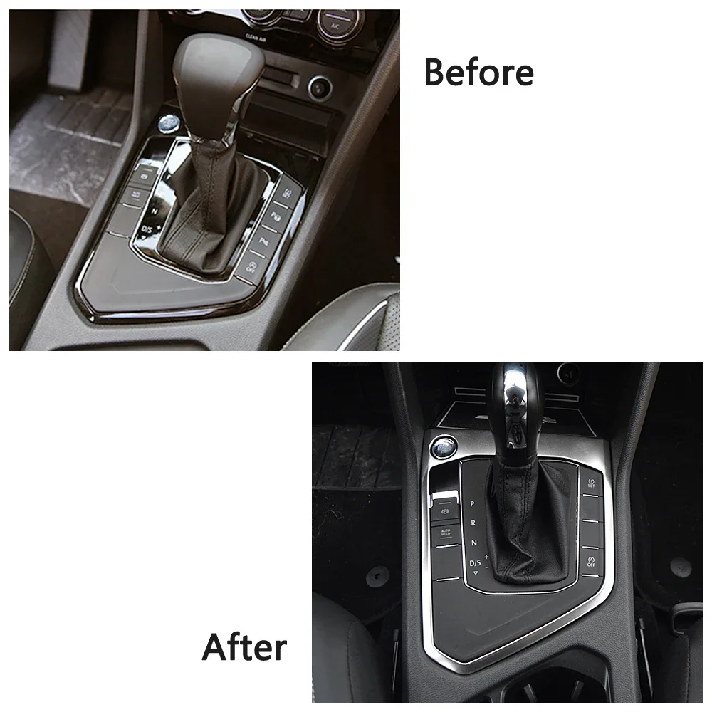 For Volkswagen VW Tiguan MK2 2017-2019 LHD AT Gearbox Gear Shift Panel Frame Trim Stainless Steel Color Sticker