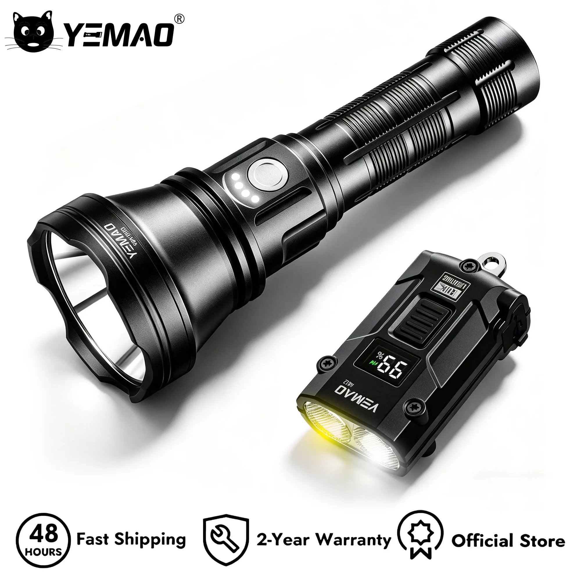909 3.6v rechargeable lithium ion flashlight with aluminium housing YEMAO 98KPro High Power Flashlight 2800LM Rechargeable 21700 Battery LED  Flashlights 6 Modes with Memory 900m Throw Alloy Torch