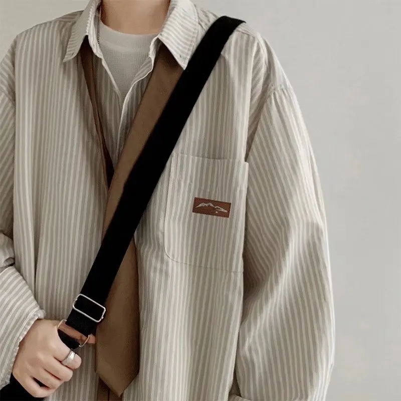 

Ретро-куртка в японском стиле с полосками, повседневная, удлиненная, свободного кроя, для пар, весна-осень, классический дизайн с цветными блоками