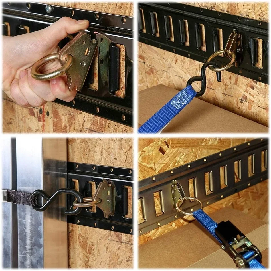 2/4/8 Packs Steel E-Track O-Ring Tie-Down Anchors for E-Track Tie-Down System Secure Cargo in Enclosed Flatbed Trailers