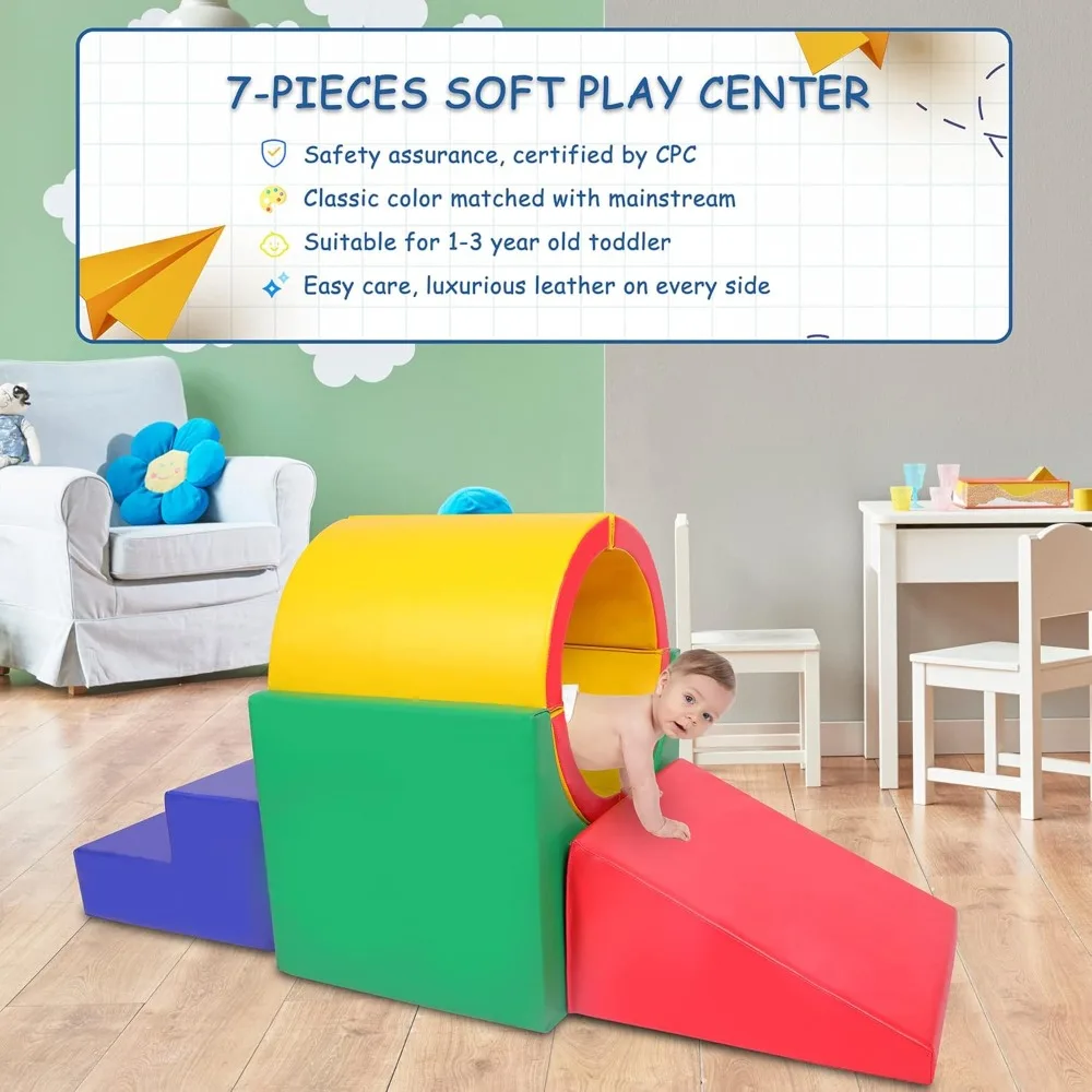 

Tunnel/Ramps Foam Climber, Climb & Crawl Foam Activity Play Set for Toddlers and Kids, Safe Indoor Crawling Gym Equipment